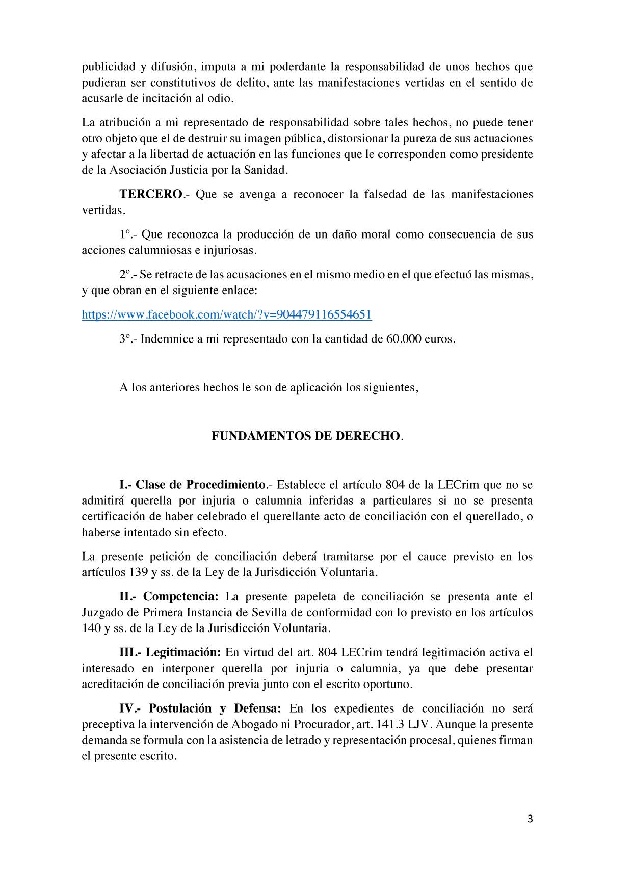 27/6/19-Conciliación previa a querella Susana Díaz - Asociación Justicia  por la Sanidad